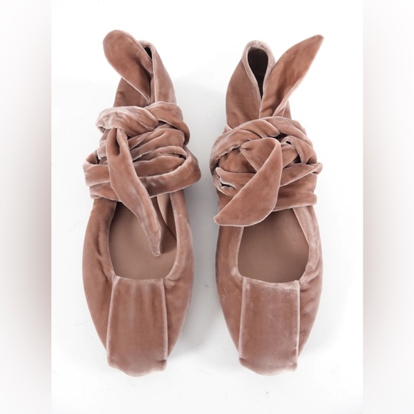 Max Mara Velvet lace up ballet flats - Picture 2 of 8